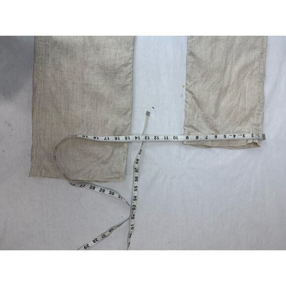 Linen Trouser Neutral Stripe Banana Republic Beige Pants Straight 2012 Size 2 - Picture 5 of 10